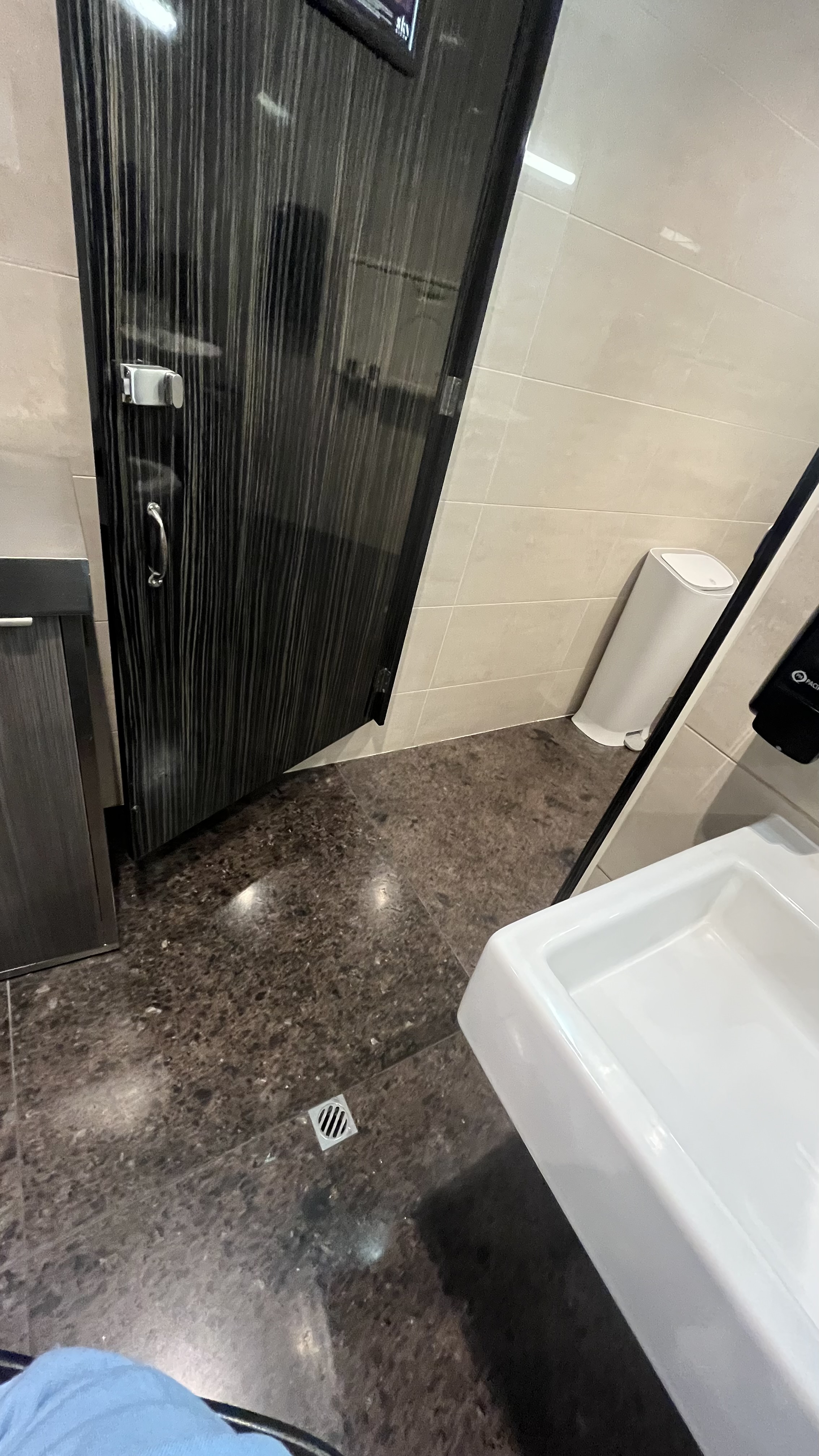 Tight doorway into disabled bathroom